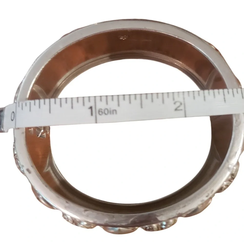Brighton Hearts Bangle Bracelet‎ Silver Tone Embossed Design Statement Jewelry